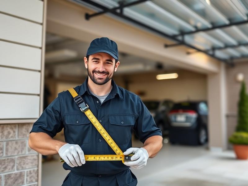 Expert garage door technician measuring for professional installation